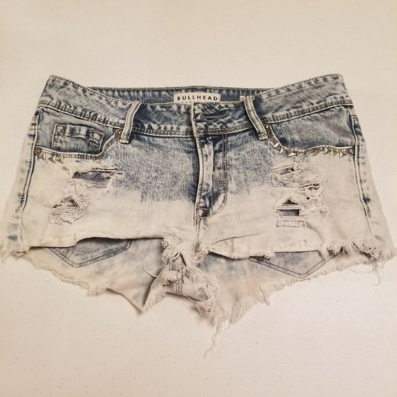 Bullhead Denim Frayed Denim Short Shorts size 3 - Picture 2 of 3